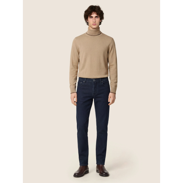 Jeans 5 poches JACOB COHEN Bard regular slim denim super extensible bleu foncé délavé