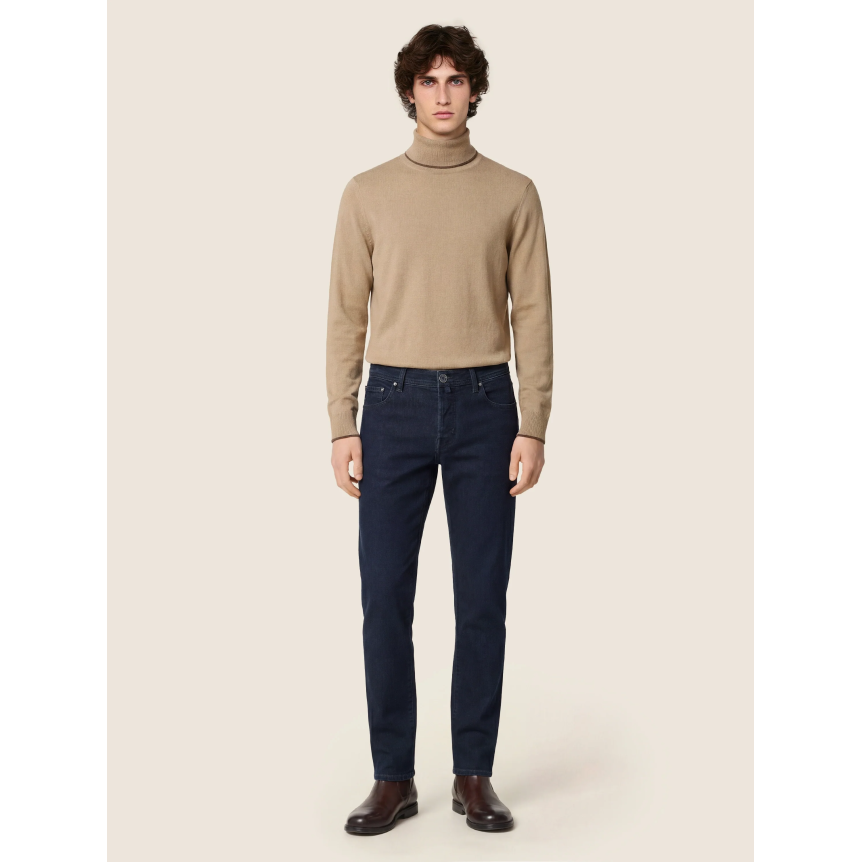 Jeans 5 poches JACOB COHEN Bard regular slim denim super extensible bleu foncé délavé