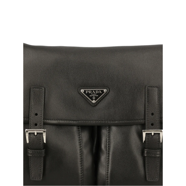 Grand sac à rabat PRADA cuir veau noir poches bandoulière