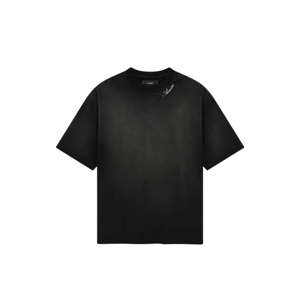 T-shirt AMIRI col rond coton noir logo blanc col