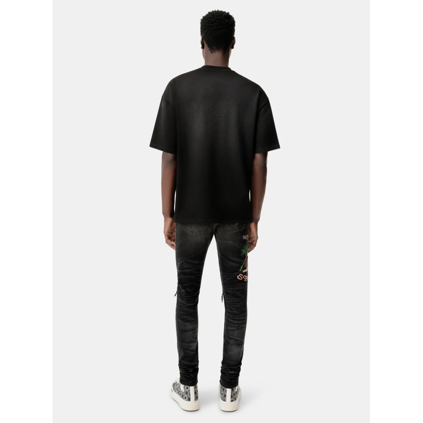 T-shirt AMIRI col rond coton noir logo blanc col