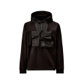 Sweat à capuche demi zip molleton coton stretch noir nylon poche Metropolis Collection