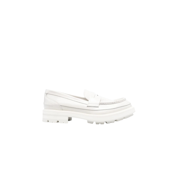 Mocassins ALEXANDER MCQUEEN cuir blanc semelle crantée