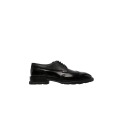 Derbies Richelieus bouts fleuris talon carré cuir noir