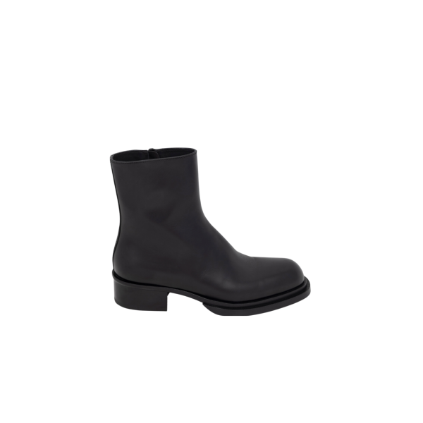Bottines ALEXANDER MCQUEEN À Talon Cubain Rainuré cuir noir zip