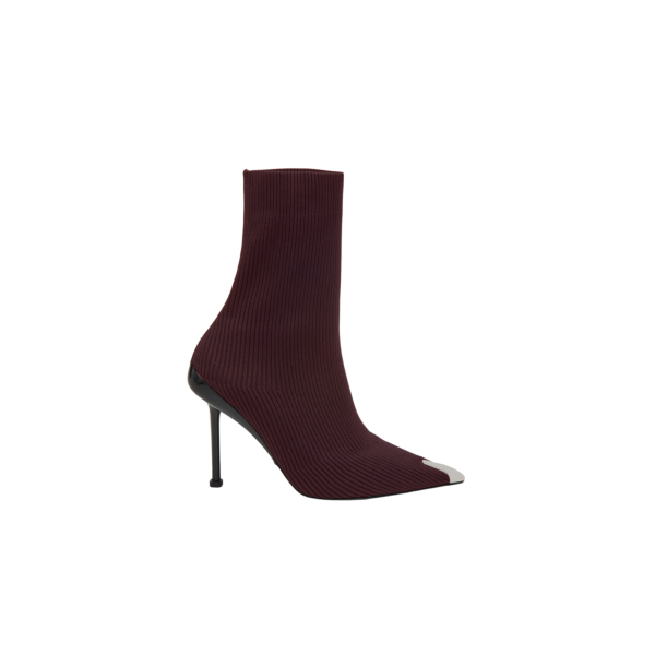 Bottines Talon ALEXANDER MCQUEEN Maille Slash Violet bordeaux bout métal