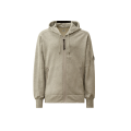 Sweat à capuche zippé molleton coton diagonal gris chiné
