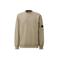 Sweat shirt col rond molleton à relief diagonal coton côtelé gris chiné lentille poche