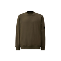 Sweat shirt col rond molleton à relief diagonal coton côtelé gris vert lentille poche