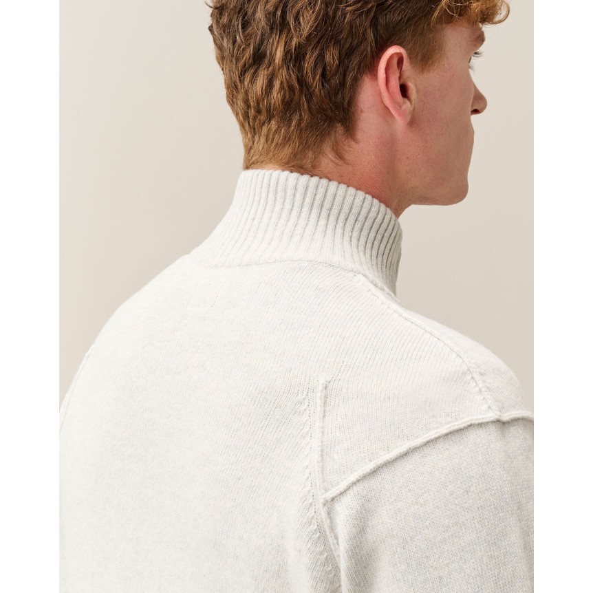 Cardigan pull zippé CP COMPANY laine mélangée blanc chiné