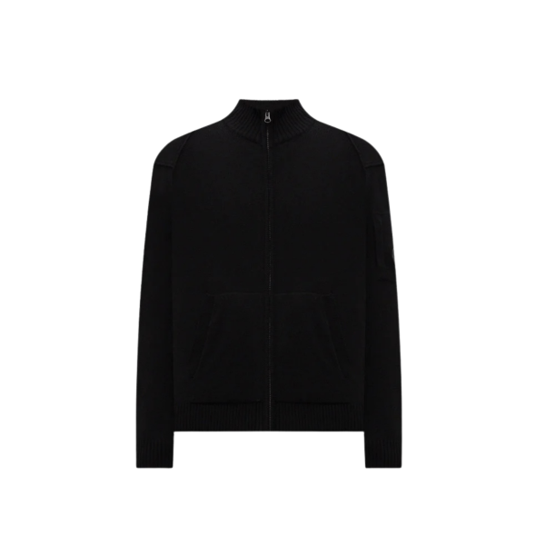 Cardigan pull zippé CP COMPANY laine mélangée noir