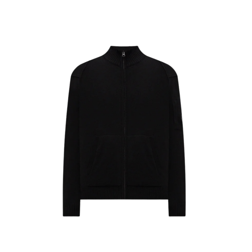Cardigan pull zippé CP COMPANY laine mélangée noir