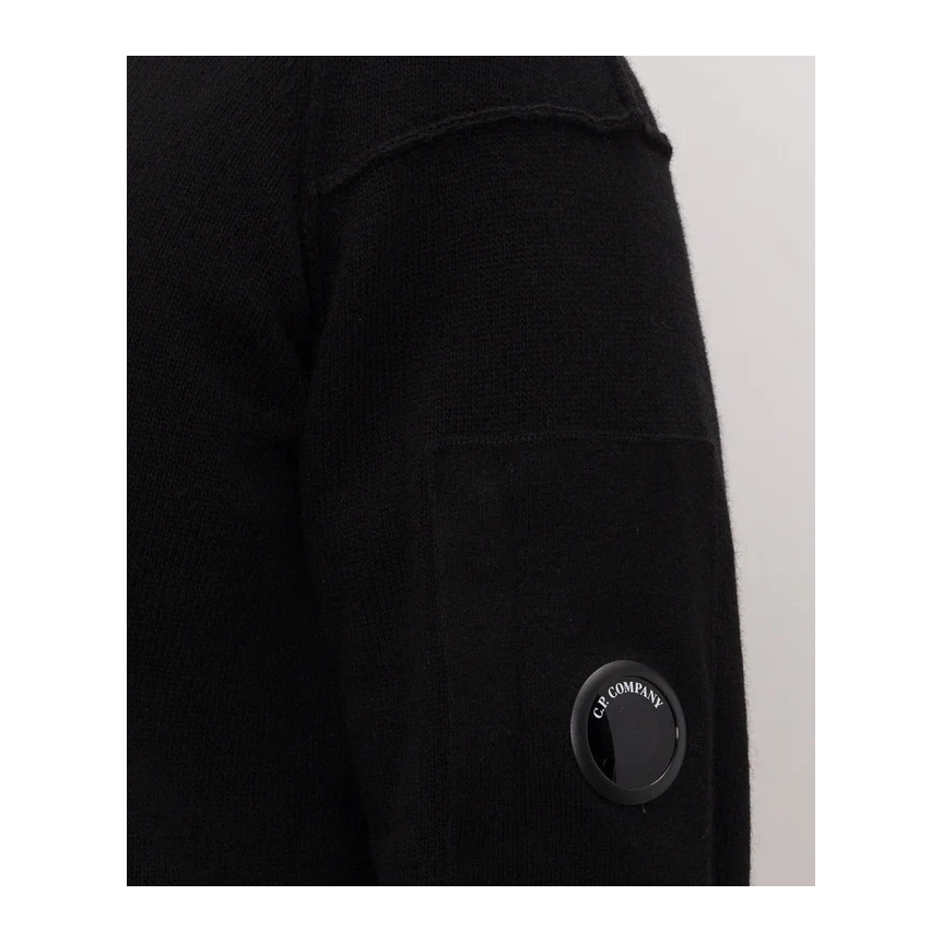 Cardigan pull zippé CP COMPANY laine mélangée noir