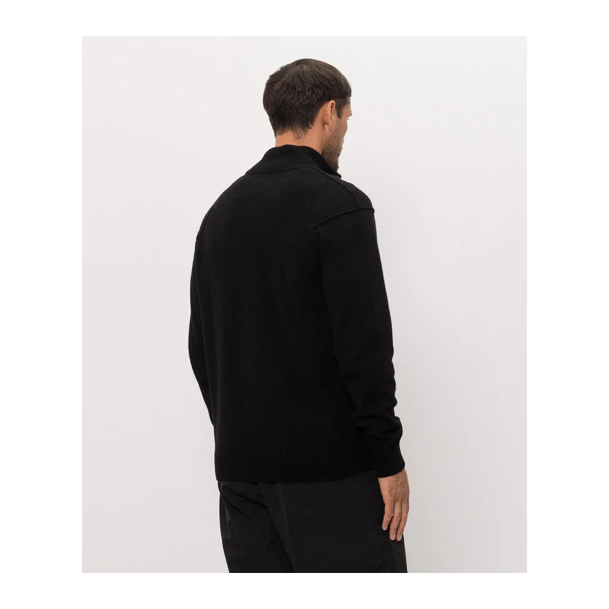 Cardigan pull zippé CP COMPANY laine mélangée noir