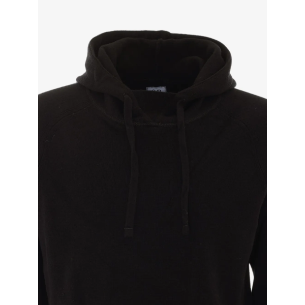 Pull à capuche CP COMPANY laine mélangée noir lentille manche