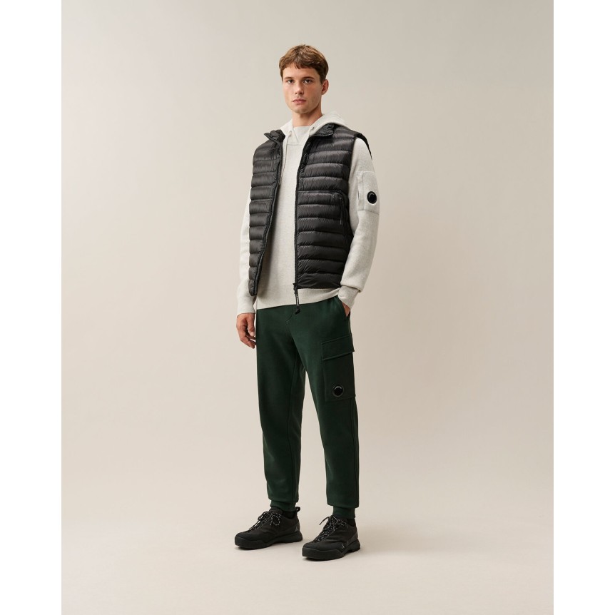 Pull à capuche CP COMPANY laine mélangée blanc chiné lentille manche