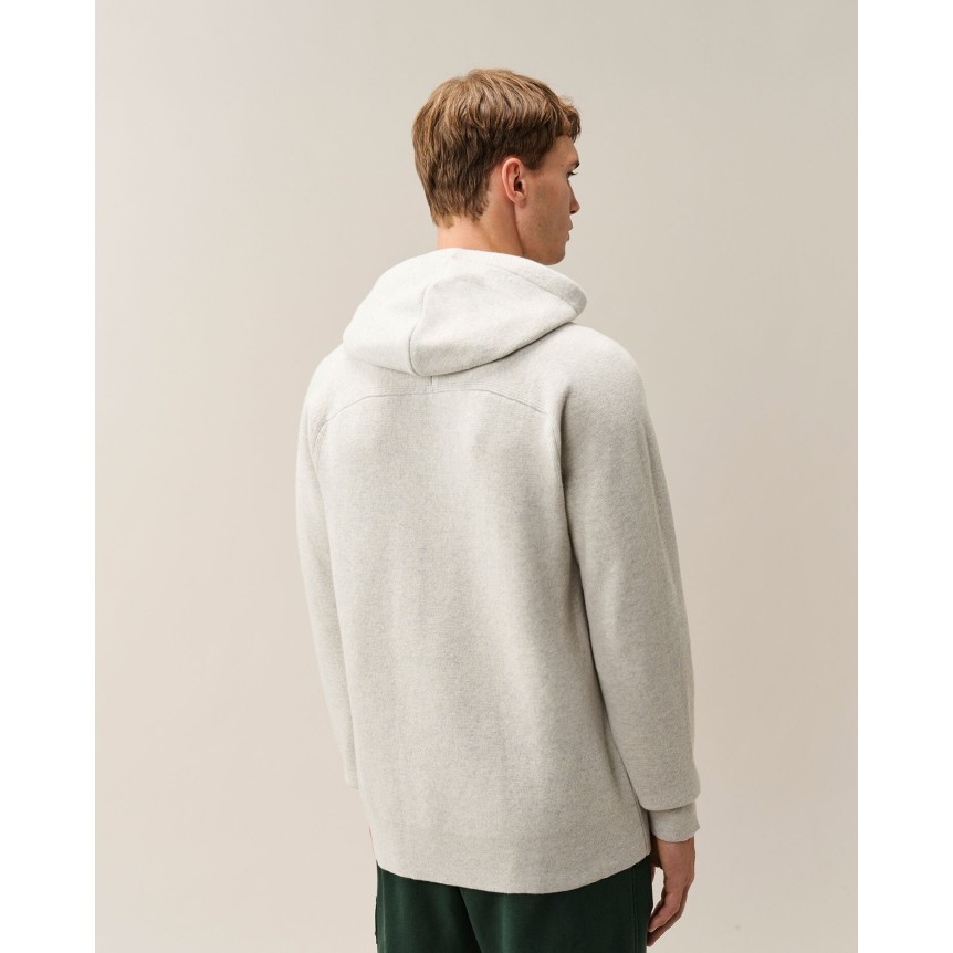 Pull à capuche CP COMPANY laine mélangée blanc chiné lentille manche