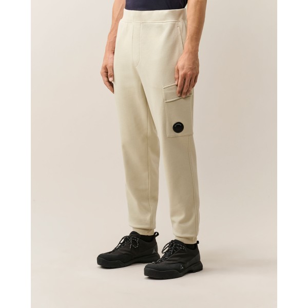 Pantalon de survêtement CP COMPANY molleton de coton relief diagonal écru taille bas élastique