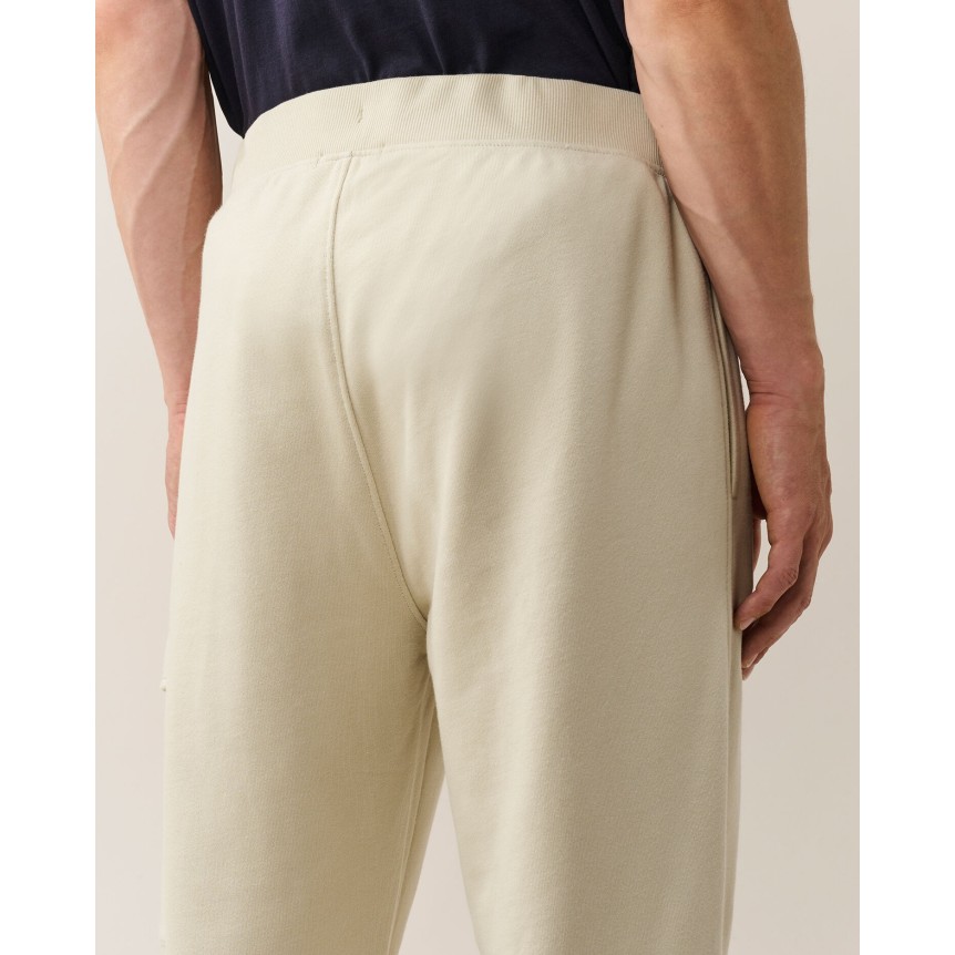 Pantalon de survêtement CP COMPANY molleton de coton relief diagonal écru taille bas élastique