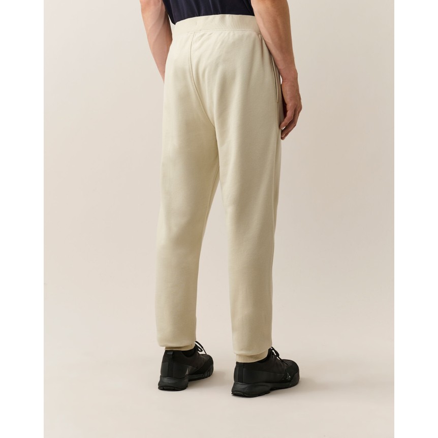 Pantalon de survêtement CP COMPANY molleton de coton relief diagonal écru taille bas élastique