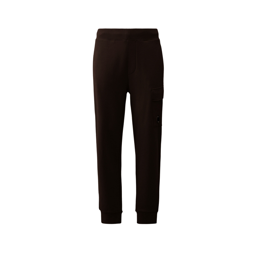 Pantalon de survêtement CP COMPANY molleton de coton relief diagonal noir taille bas élastique