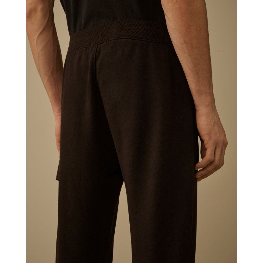 Pantalon de survêtement CP COMPANY molleton de coton relief diagonal noir taille bas élastique