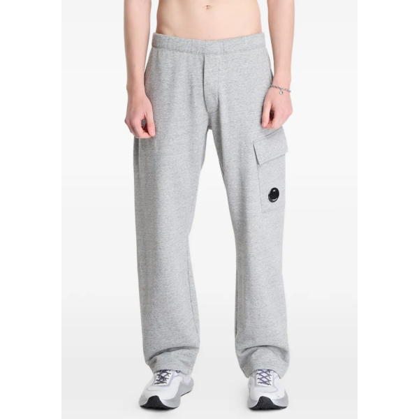 Pantalon de survêtement CP COMPANY molleton de coton relief diagonal gris clair taille bas élastique