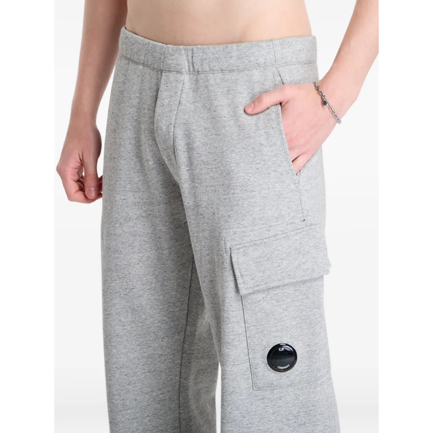 Pantalon de survêtement CP COMPANY molleton de coton relief diagonal gris clair taille bas élastique