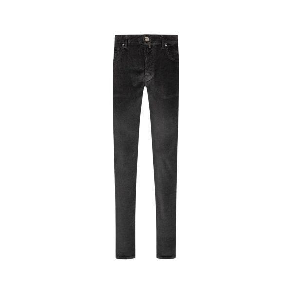 Pantalon slim JACOB COHEN Bard en velours côtelé de coton gris foncé