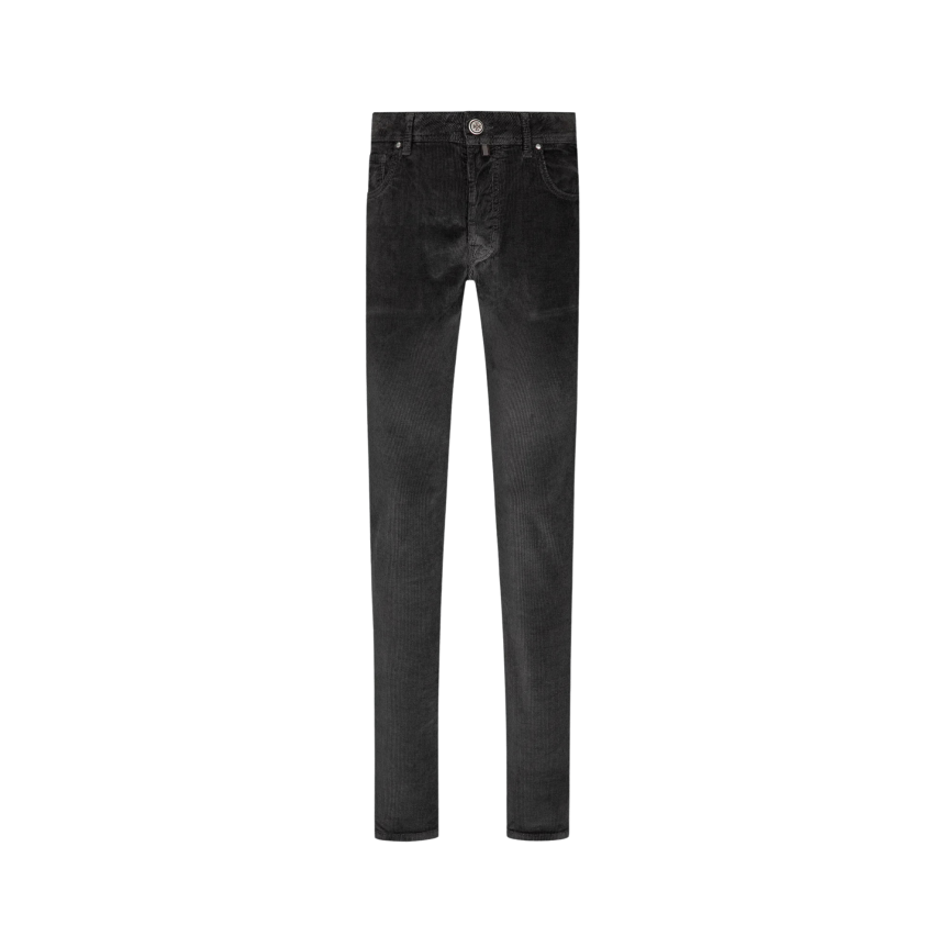Pantalon slim JACOB COHEN Bard en velours côtelé de coton gris foncé