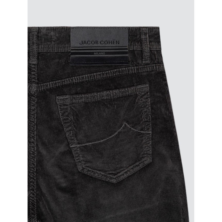 Pantalon slim JACOB COHEN Bard en velours côtelé de coton gris foncé