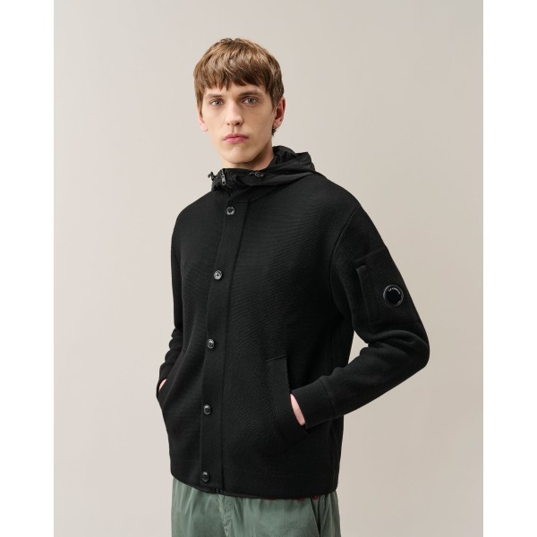 Blouson zippé bomber à capuche  CP COMPANY Pro-Tek Primaloft noir lentillle