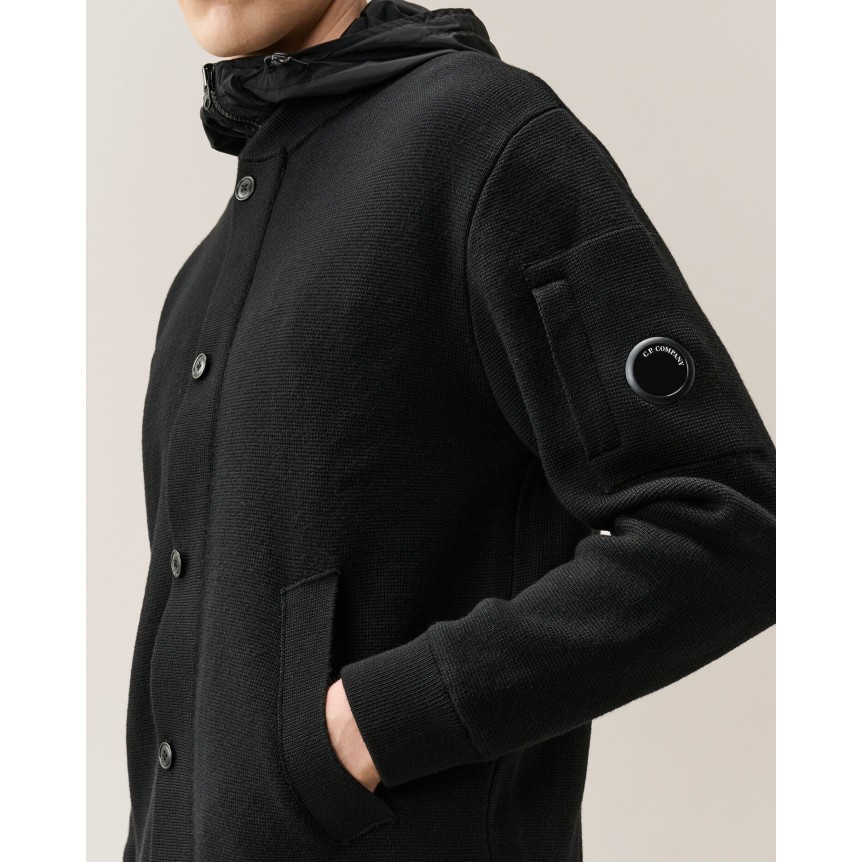 Blouson zippé bomber à capuche  CP COMPANY Pro-Tek Primaloft noir lentillle