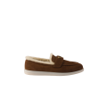 Mocassins Saint Tropez cuir veau velours marron mouton shearling écru