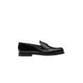 Mocassins cuir brossé noir logo triangle métal