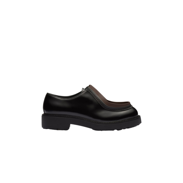 Chaussures à lacets PRADA Diapason cuir brossé opaque noir