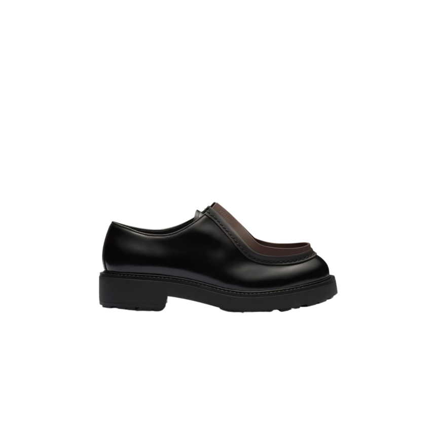 Chaussures à lacets PRADA Diapason cuir brossé opaque noir