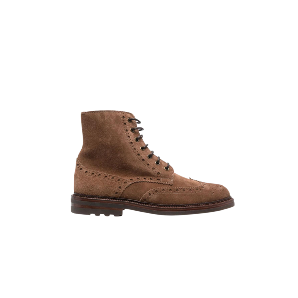 Bottines en Daim Marron Fleurie Brunello Cucinelli