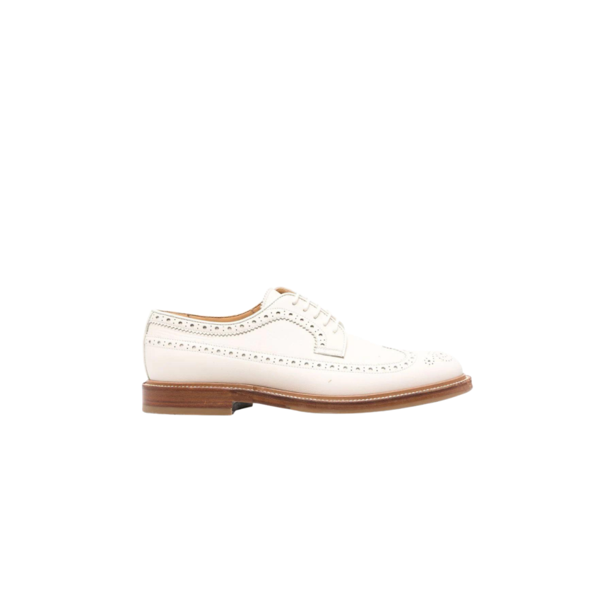 derby BRUNELLO CUCINELLI cuir de veau beige perforée bout  fleuri