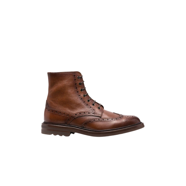 Bottines Brunello Cucinelli Lacets Cuir Marron Bout Fleuri