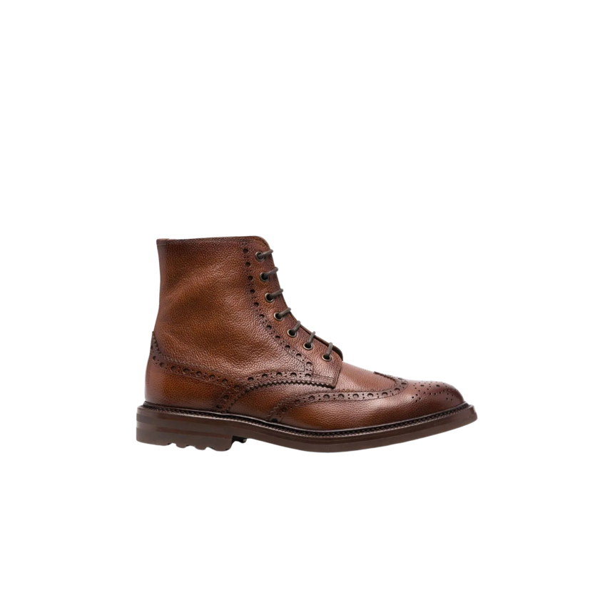 Bottines Brunello Cucinelli Lacets Cuir Marron Bout Fleuri