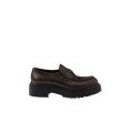 Mocassins cuir marron semelle double logo triangle