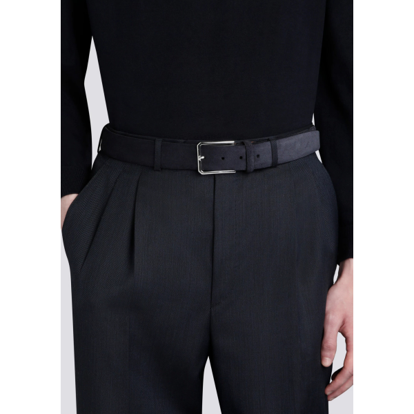 Ceinture réglable SANTONI en cuir suédé daim bleu marine