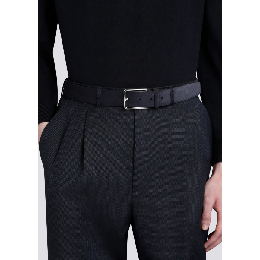 Ceinture réglable SANTONI en cuir suédé daim bleu marine