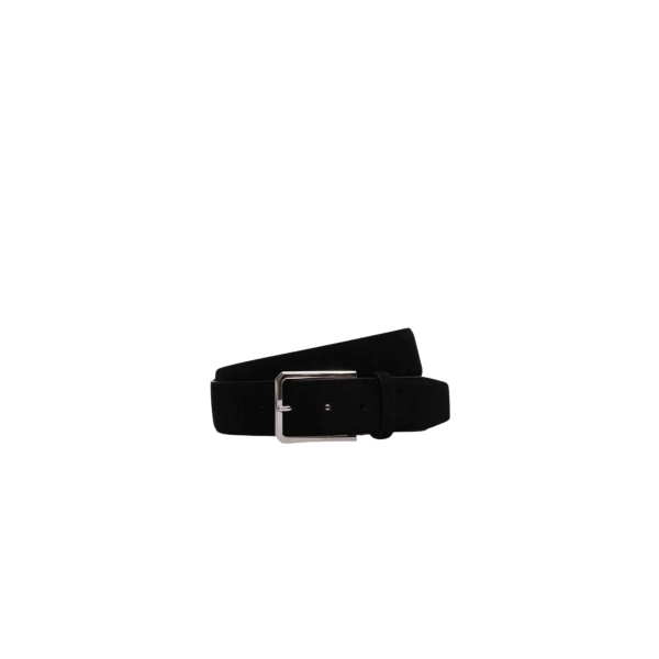 Ceinture réglable SANTONI en cuir suédé daim noir