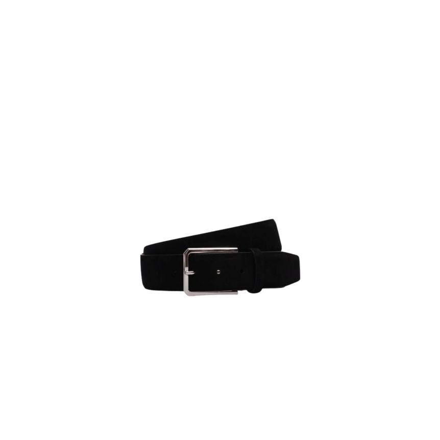 Ceinture réglable SANTONI en cuir suédé daim noir