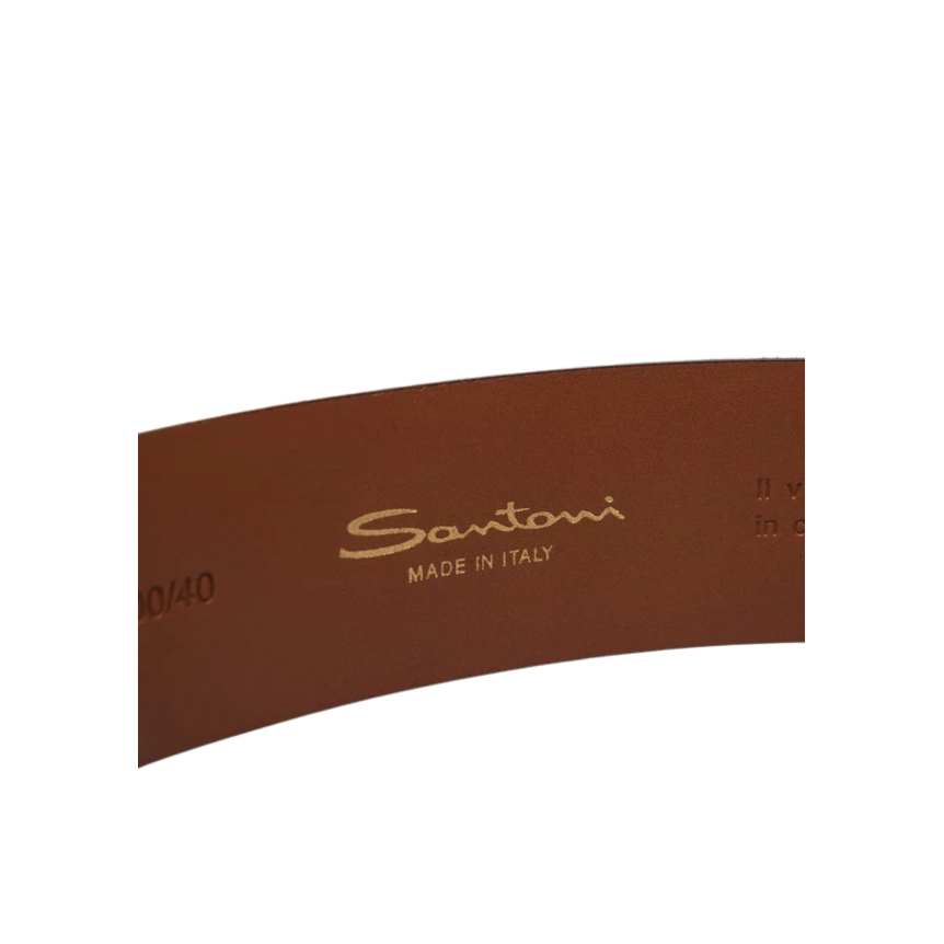 Ceinture réglable SANTONI en cuir suédé daim noir