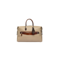 Sac porté main cuir grainé foulonné beige anse cuir marron bandoulière
