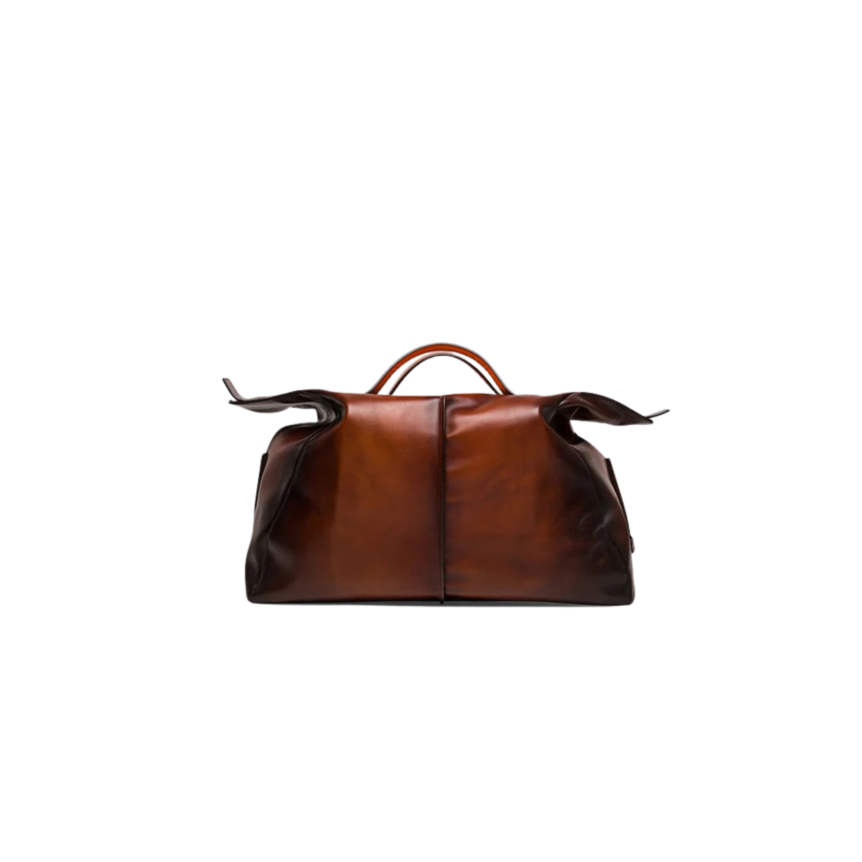 Sac de voyage SANTONI 48h cuir patiné marron