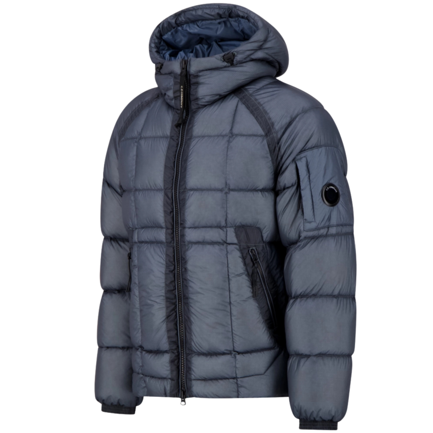 Doudoune CP COMPANY DD Shell micro ripstop en nylon opaque bleu jeans